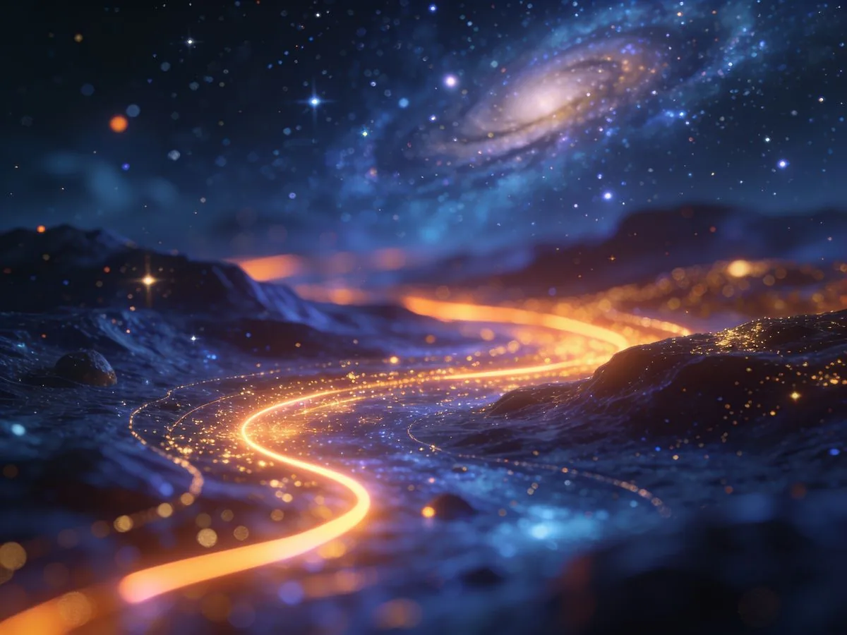 Cosmic landscape with stars and galaxies